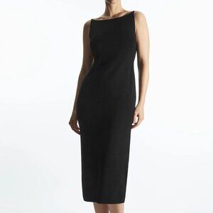 COS Square-Neck Knitted Midi Slip Dress